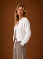 Women's Knit Cardigan - Button-Front Crew Neck Sweater | Areleon