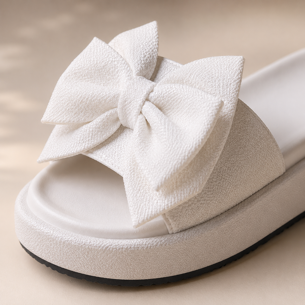 Rosali Platform Bow Slide Sandals - Stylish Bow-Detail Platform Footwear