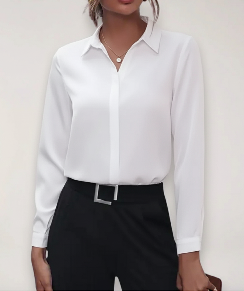 Stefanie Tailored Button-Front Office Blouse