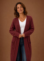 Cable Knit Cardigan for Women - Hooded Long | Areleon