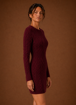 Women's Cable Knit Sweater Dress - Long Sleeve Mini Dress | Areleon
