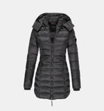 Charlotte Long Quilted Coat with Hood