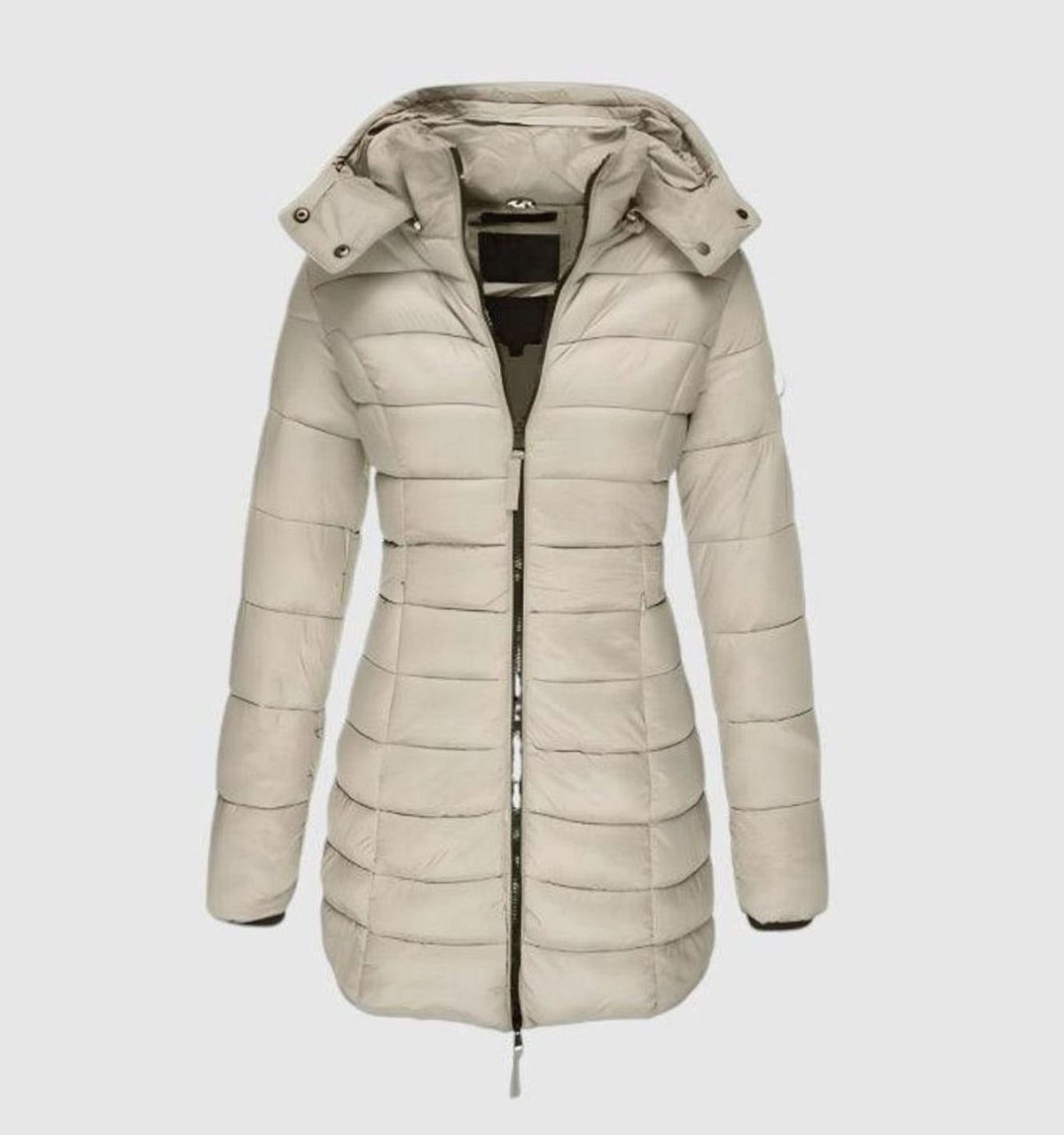 Charlotte Long Quilted Coat with Hood