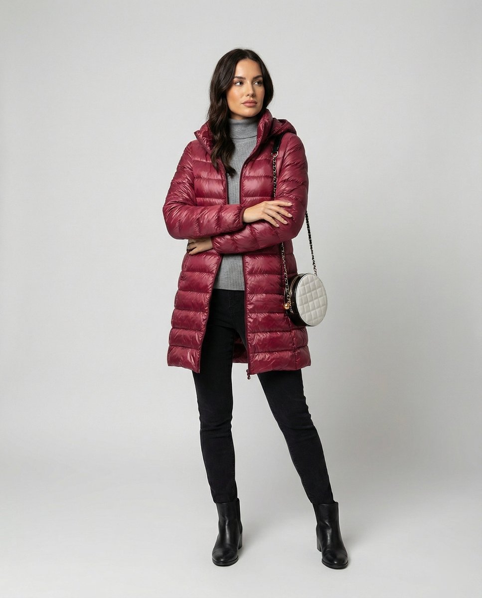 Annika Ultra-Light Slim Fit Hooded Down Jacket