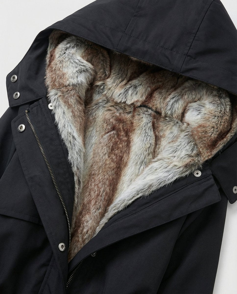 Charlotte Long Lined Parka with Faux Fur Hood