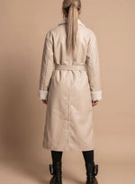 Clara Long Faux Leather Fleece Coat