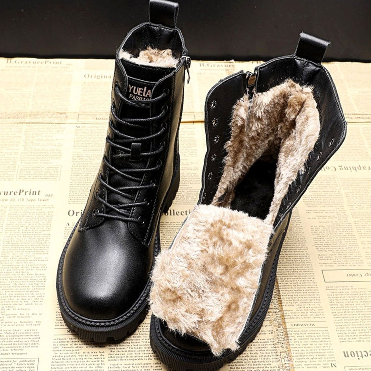 Leonie Fleece-Lined Lace-Up Winter Booties