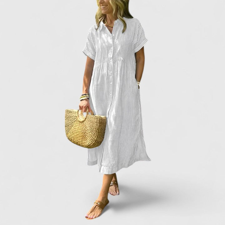 Maja Relaxed Striped Shirt Midi Dress