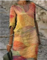 Anja Long Sleeve Abstract Print Shift Dress