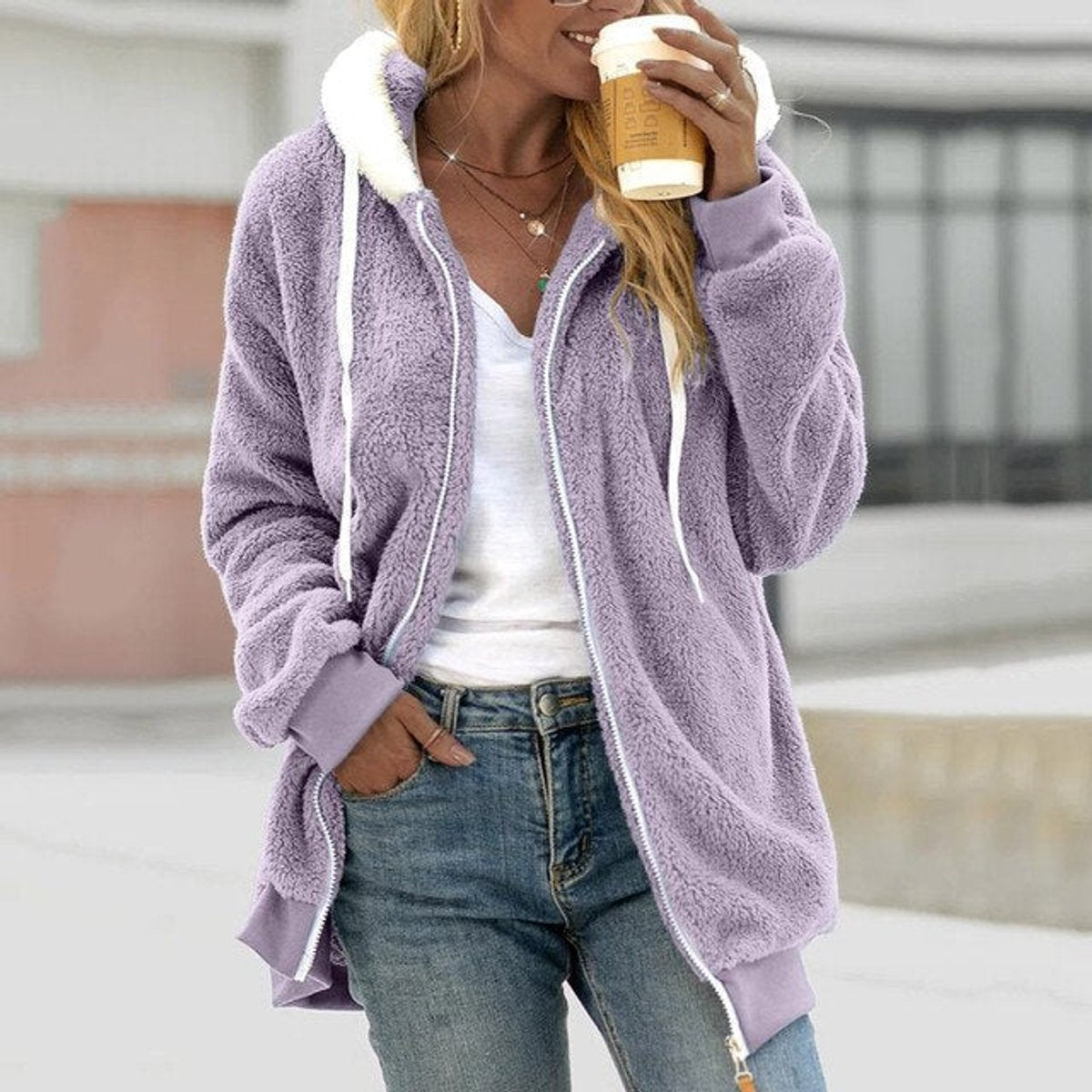 Marlene Fleece Hooded Zip Coat
