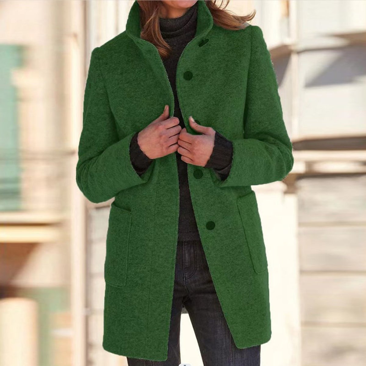 Marlene Stand Collar Wool Coat