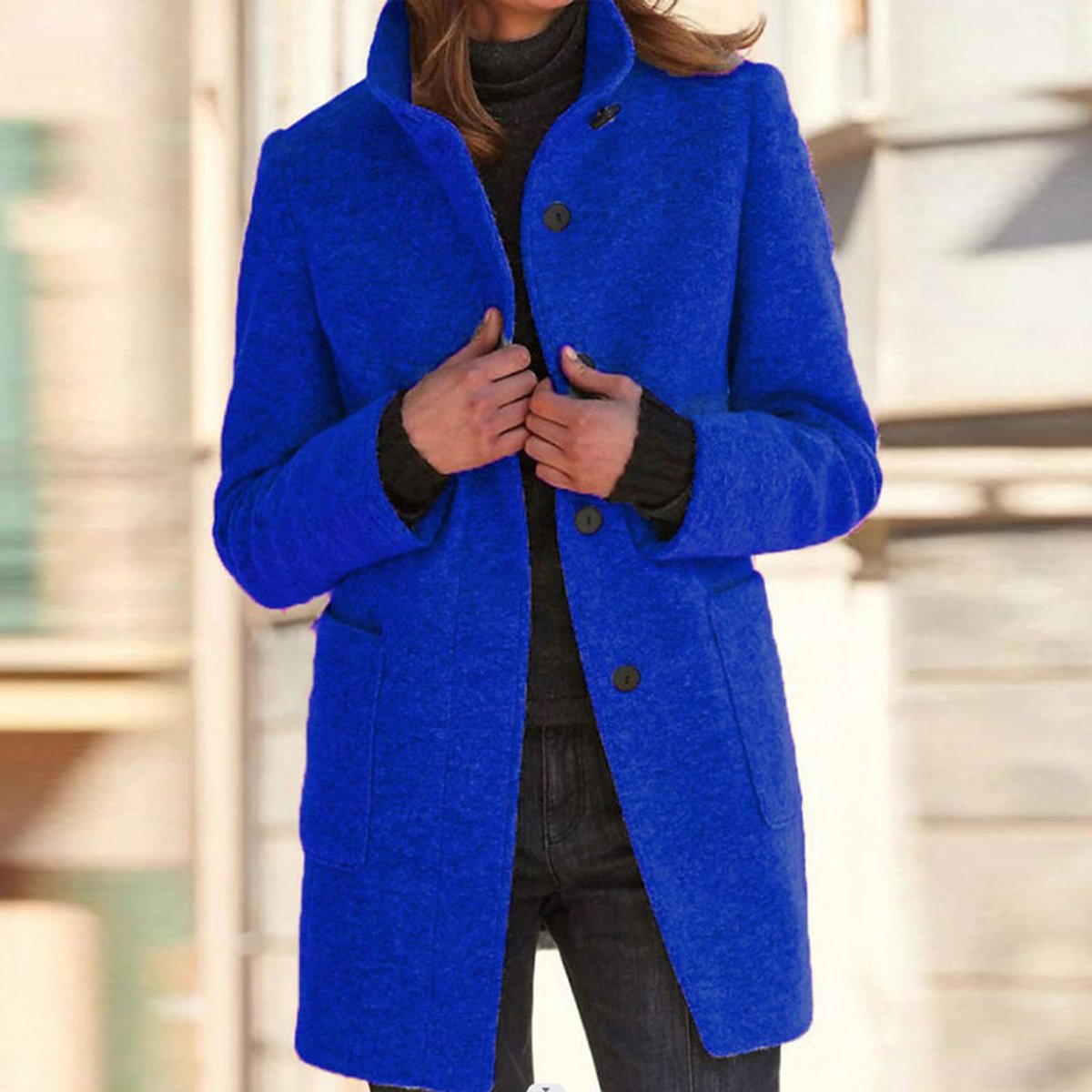 Marlene Stand Collar Wool Coat
