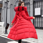 Nora Long Quilted Winter Coat with Faux Fur Hood