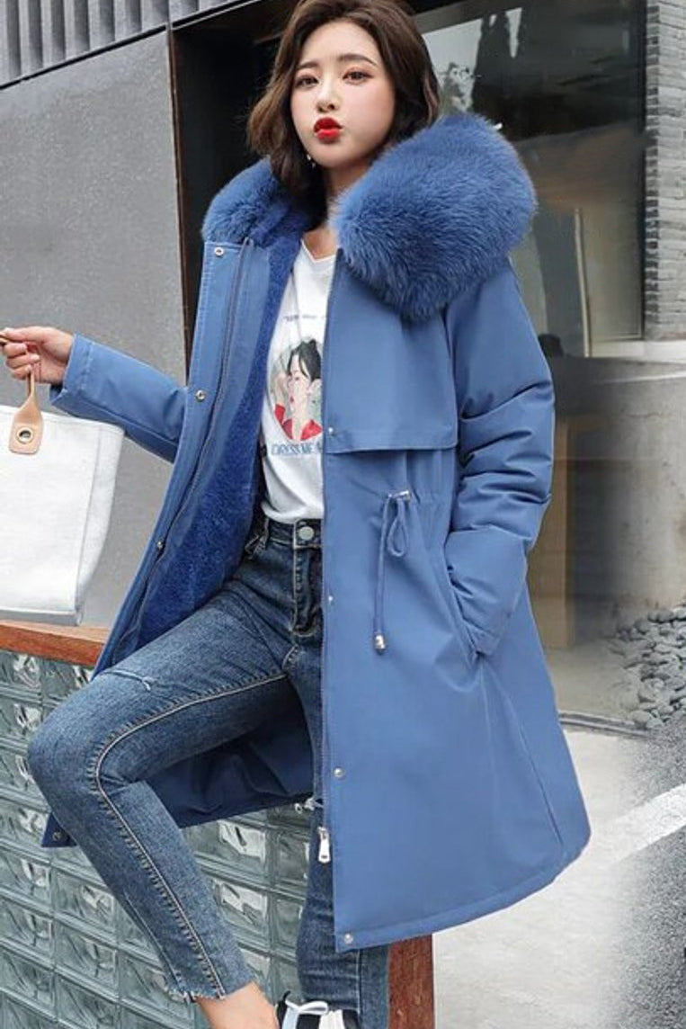 Nora Longline Wool Parka with Faux Fur Trim