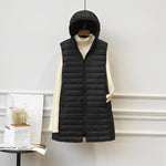 Clara Sleeveless Long Quilted Hooded Vest
