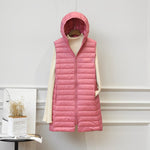 Clara Sleeveless Long Quilted Hooded Vest