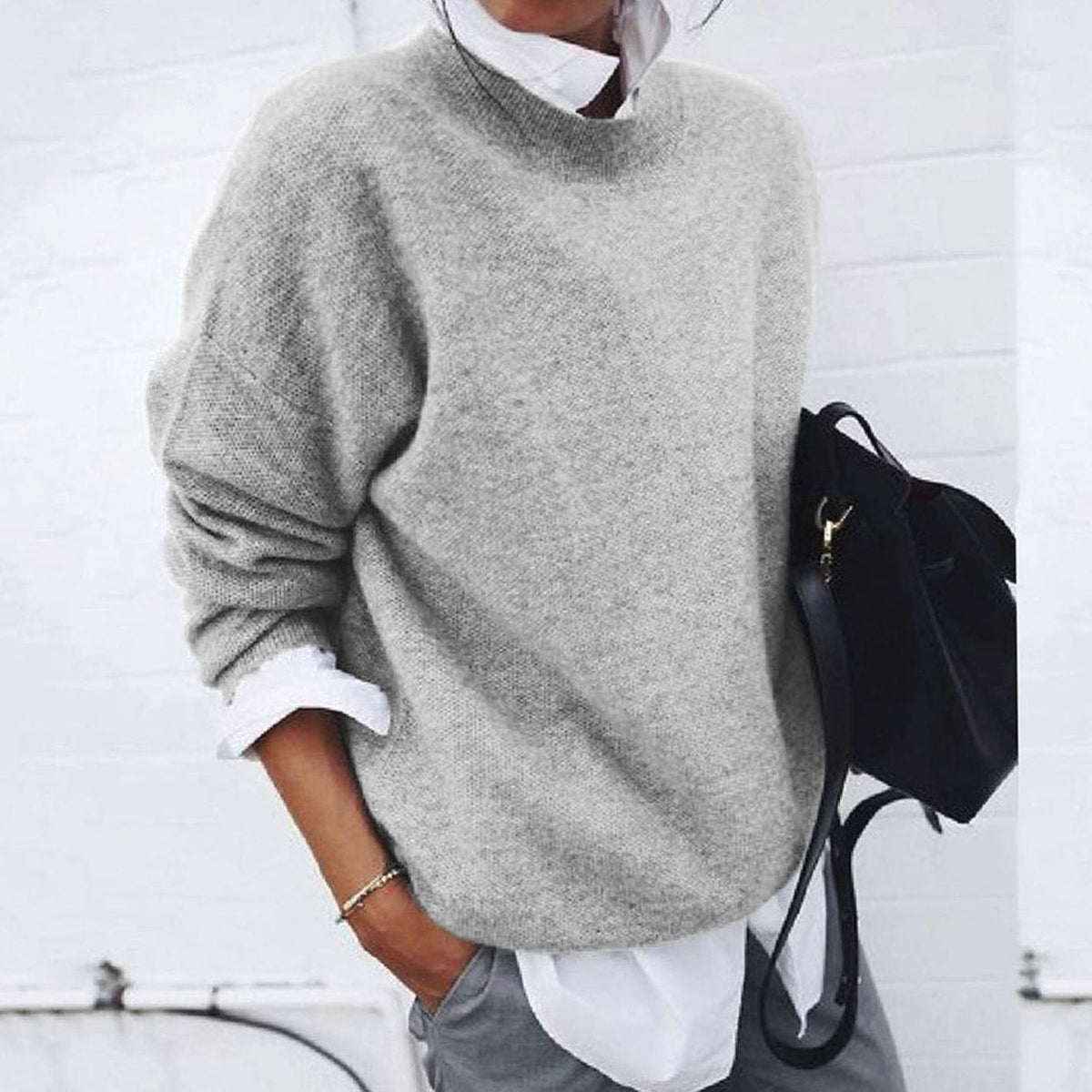 Annika Oversized Crewneck Wool Sweater