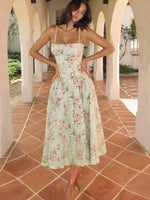 Hazel | Floral Strap Midi Wedding Guest Dress