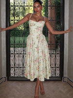 Hazel | Floral Strap Midi Wedding Guest Dress