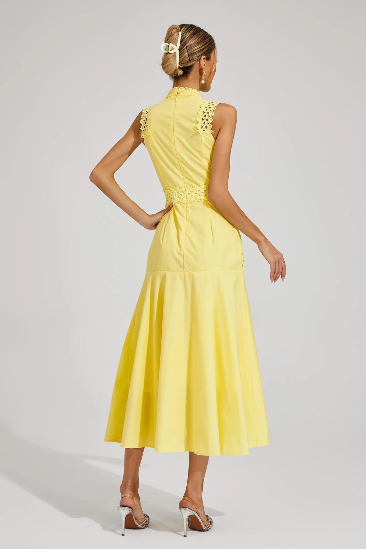 Caroline | Sleeveless Lace Midi Wedding Guest Dress