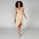 Florence Wrap Dress with V-Neck and Ruffle Sleeves