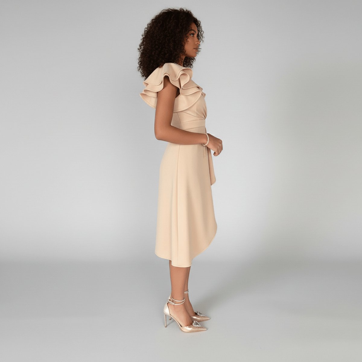 Florence Wrap Dress with V-Neck and Ruffle Sleeves