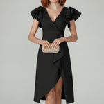 Florence Wrap Dress with V-Neck and Ruffle Sleeves