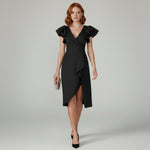 Florence Wrap Dress with V-Neck and Ruffle Sleeves
