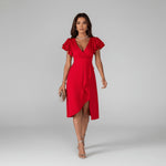 Florence Wrap Dress with V-Neck and Ruffle Sleeves