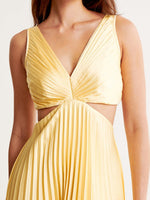 Evelyn Pleated Cut-Out Maxi Dress with V-Neck