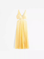 Evelyn Pleated Cut-Out Maxi Dress with V-Neck
