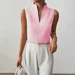 Katharina Sleeveless Striped Mock Neck Blouse