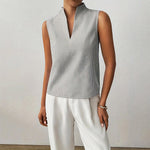 Katharina Sleeveless Striped Mock Neck Blouse