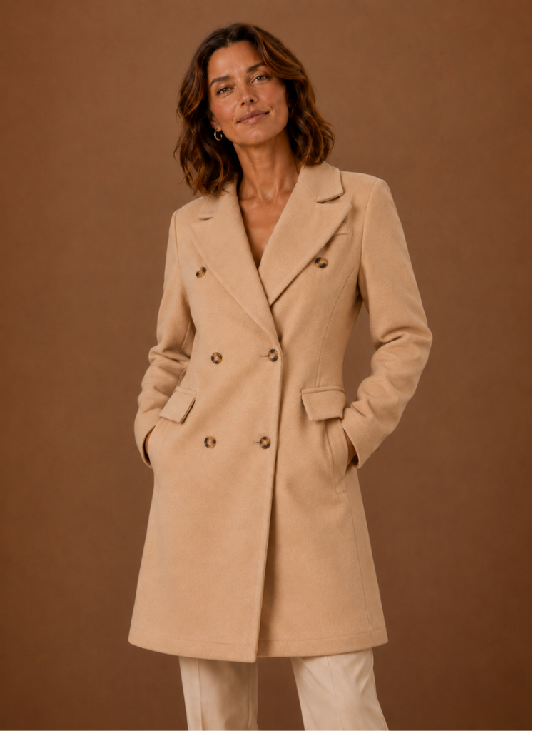 Women’s Double Breasted Coat – Long Tailored Winter Coat | Areleon