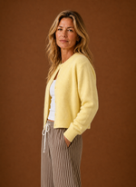 Women's Knit Cardigan - Button-Front Crew Neck Sweater | Areleon